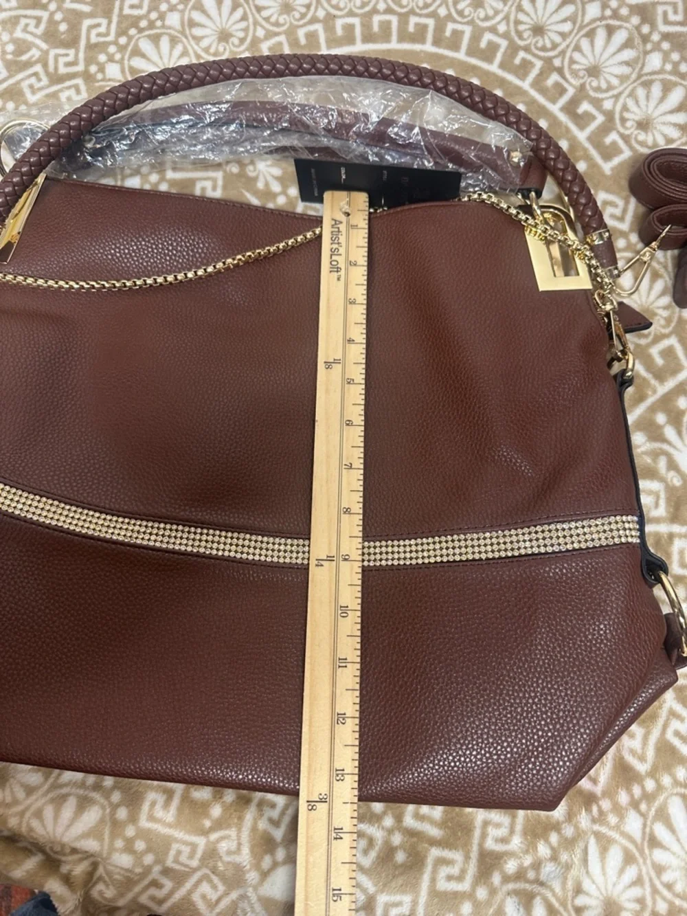 Dasein Hobo shoulder/ Crossbody Bag in soft faux leather with accent Rhinestones